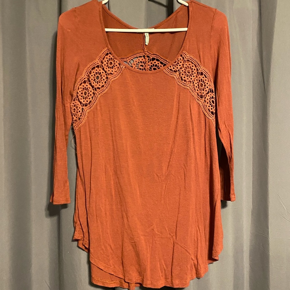 Rust 3/4 sleeve blouse from Charlotte Russe